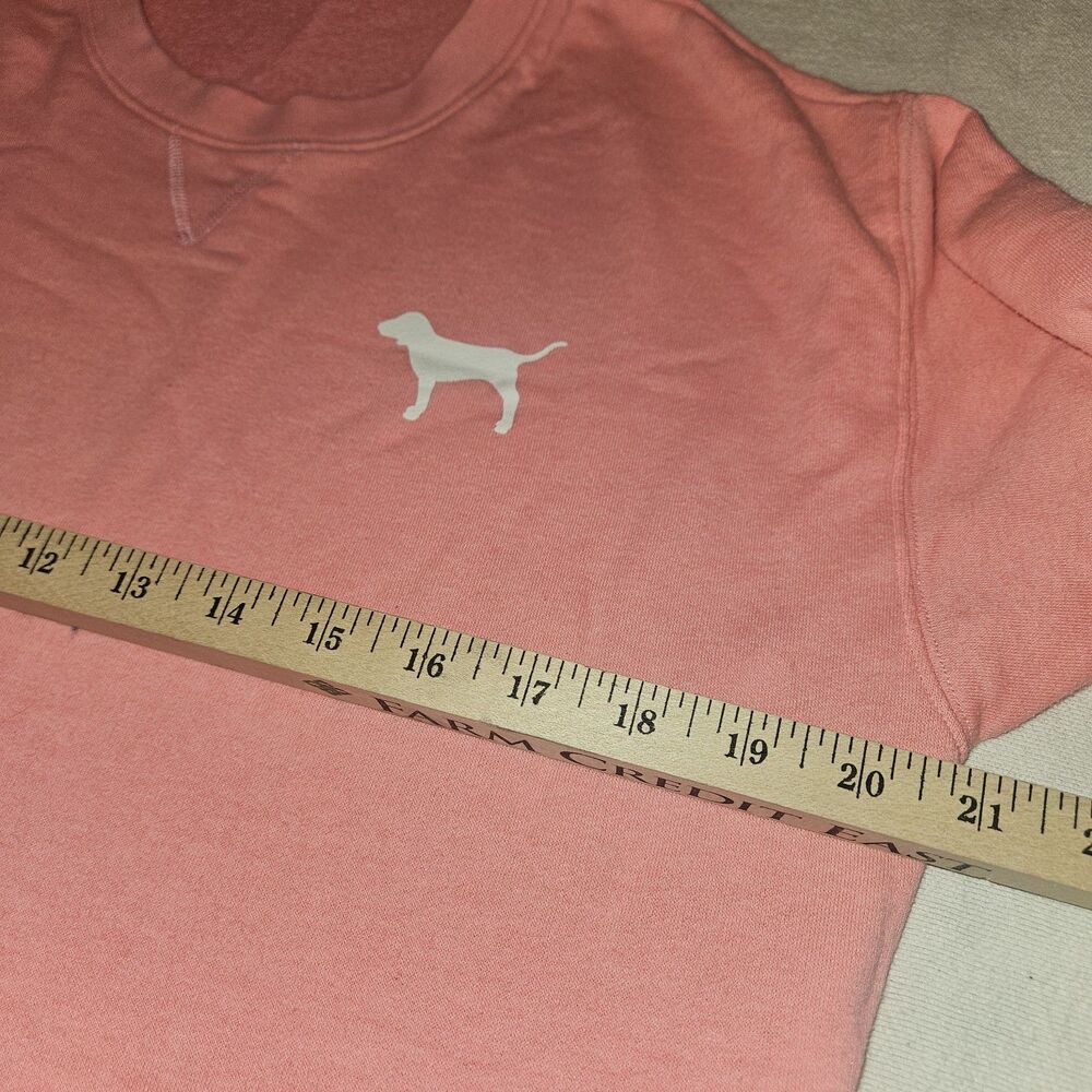 Victorias Secret PINK XS Sweater Crew Neck Logo Coral Pink Oversized Preppy Soft - Picture 3 of 7